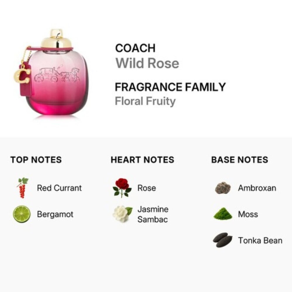 Coach Wild Rose Gift Set-EDP Rose Sweet-Maroon Pouch&Travel 7.5ml,0.25oz-2pc-NEW - Picture 5 of 16
